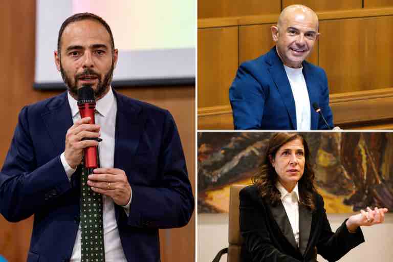 I consiglieri Ticca e Piga e la presidente Todde