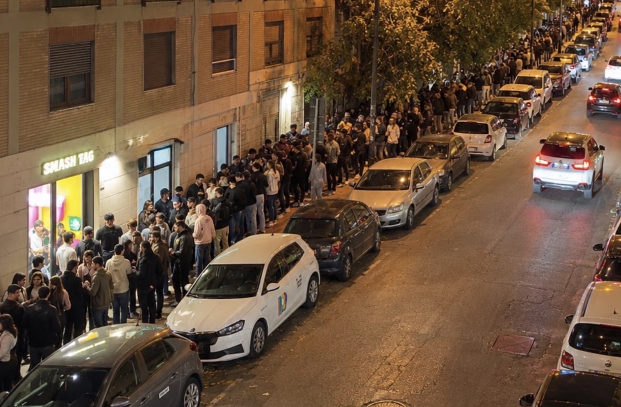 La fila davanti a Smash Tag